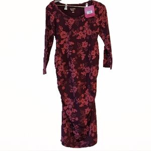 NWT Brand New Isabel Maternity by Ingrid & Isabel Burgundy Pink Floral Tee Dress